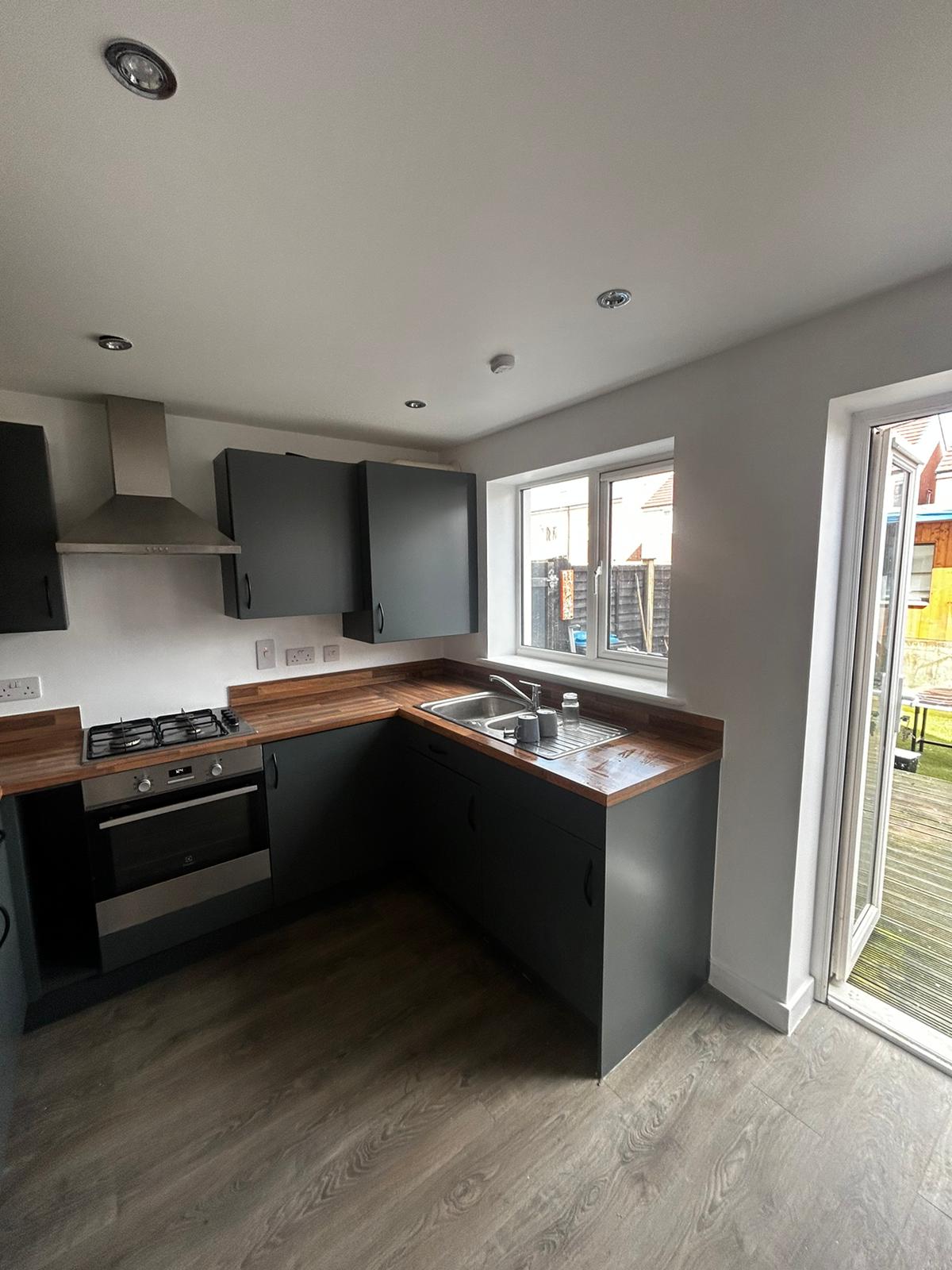 Kitchen cabinet spraying and wall painting